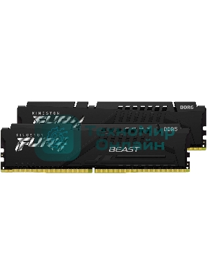 Оперативная память Kingston Fury Beast, DDR5, 64Gb (2x32GB), 5600MHz, CL36, DIMM, радиатор, черный