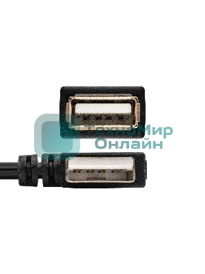 Удлинитель USB 2.0 ExeGate EX-CC-USB2-AMAF-0.15L (Am/Af, угловой 90-градусный коннектор (горизонтальный левый), 0,15м)