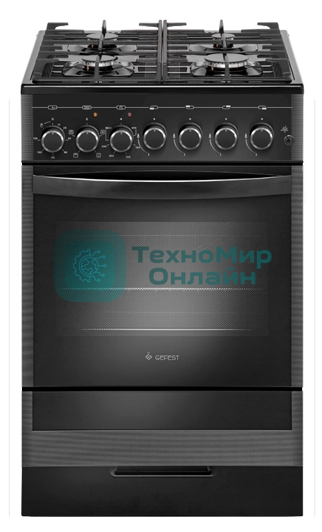 Плита комбинированная Gefest ПГЭ 5502-02 0044 черный, конфорок 4 газовых, духовка 55 л, 50 см x 85 см x 58.5 см