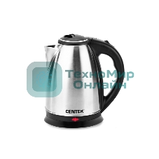 Чайник электрический Centek CT-0035 матовый, металл, 1,5 л, 2000 W, хромированная вставка на крышке