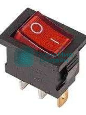 Выключатель клавишный Rexant 250V 6А (3с) ON-OFF красный с подсветкой Mini