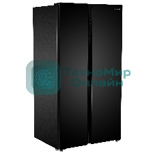 Холодильник Hyundai CS6503FV черное стекло двухкамерный 407/205л морозилка сбоку, No Frost, Side by Side