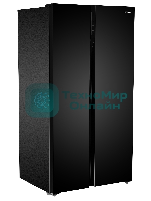 Холодильник Hyundai CS6503FV черное стекло двухкамерный 407/205л морозилка сбоку, No Frost, Side by Side