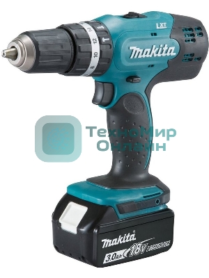 Дрель-шуруповерт Makita DHP453RFE, 18 В, 3 Ач, 42 Нм, щеточный