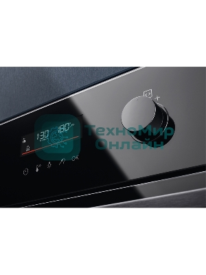 Электрический духовой шкаф Electrolux с конвекцией, приготовление на пару,объем 72 л, утапливаемые переключатели, 10 режимов, автопрограммы, очистка пиролитическая, 3 стекла в дверце, направляющие проволочные + телескопические (1 уровень), термощуп