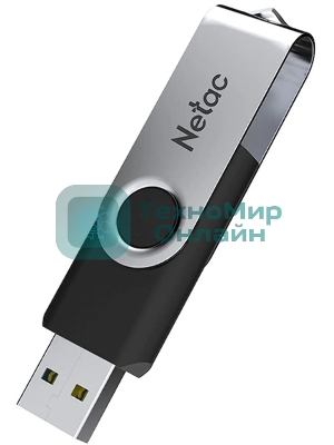 Флешка USB Netac U505 (NT03U505N-128G-20BK), 128Gb, USB 2.0, R/W 70/30, черный/серебристый