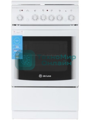 Плита комбинированная De Luxe 506022.05ГЭ (КР) ЧР 030 белый, конфорок 2 газовых и 2 электрических, духовка 54 л, 50 см x 85 см x 60 см