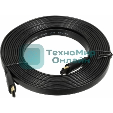 Кабель аудио-видео High Speed ver.1.4 Flat HDMI (m)/HDMI (m) 5м. позолоченные контакты черный