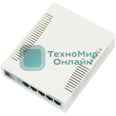 Коммутатор сетевой MikroTik RB260GS RouterBOARD 260GS 5-port Gigabit smart switch with SFP cage, SwOS, plastic case, PSU