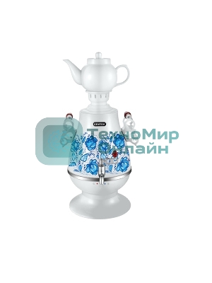 Самовар электрический CENTEK СТ-0091A Самовар Centek СТ-0091 A (белый+рисунок), 4.0л, 2300Вт, поддерж.t + LED индикатор, керам заварник