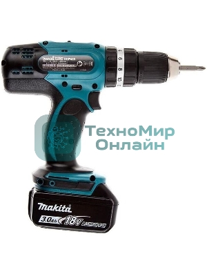 Дрель-шуруповерт Makita DHP453RFE, 18 В, 3 Ач, 42 Нм, щеточный