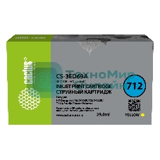 Картридж струйный Cactus CS-3ED69A 712 желтый (29 мл) для HP DJ T230/630