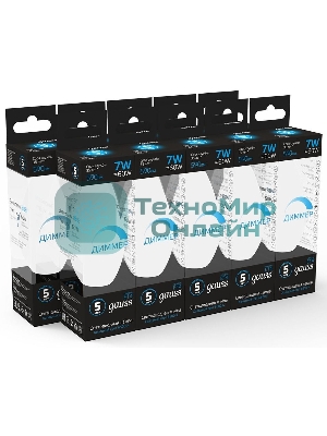 Лампа светодиодная Свеча Gauss 7W 590lm 6500К E14 диммируемая LED