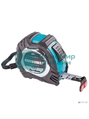 Рулетка Gross Magnetisch, 5 м х 19мм, обрезин. корпус, автоматич. фиксация, нейлон. покр., магн. зацеп