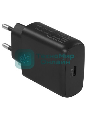 Зарядное устройство Cablexpert MP3A-PC-60 20Вт GaN, 3А, QC4.0/PD, 1xType-C, черный, пакет