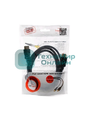 Кабель Cablexpert HDMI CC-HDMI4-6, 19M/19M, v2.0, медь, позол.разъемы, экран, 1.8м, черный, пакет