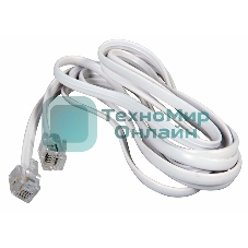 Телефонный шнур Rexant удлинитель RJ-11(6P-4C), длина 2 м., белый