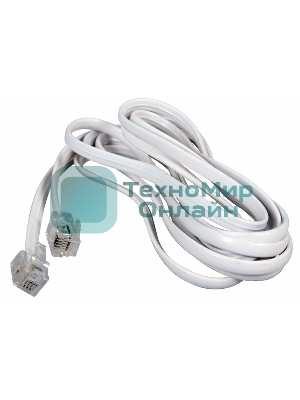 Телефонный шнур Rexant удлинитель RJ-11(6P-4C), длина 2 м., белый