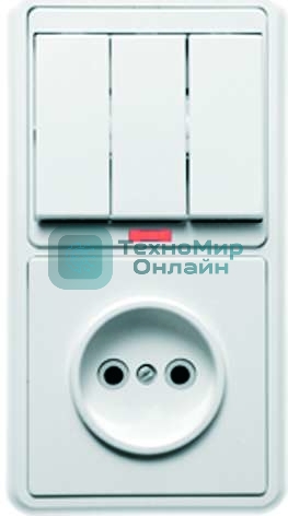 Блок Кунцево-Электро БКВР-212 Бэлла (3-кл. выкл. с инд. + розетка) белый