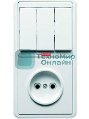 Блок Кунцево-Электро БКВР-212 Бэлла (3-кл. выкл. с инд. + розетка) белый