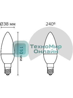Лампа светодиодная Свеча Gauss 7W 590lm 6500К E14 диммируемая LED