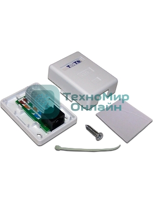 Настенная розетка, 1 порт RJ-45 категории 6, UTP, белая