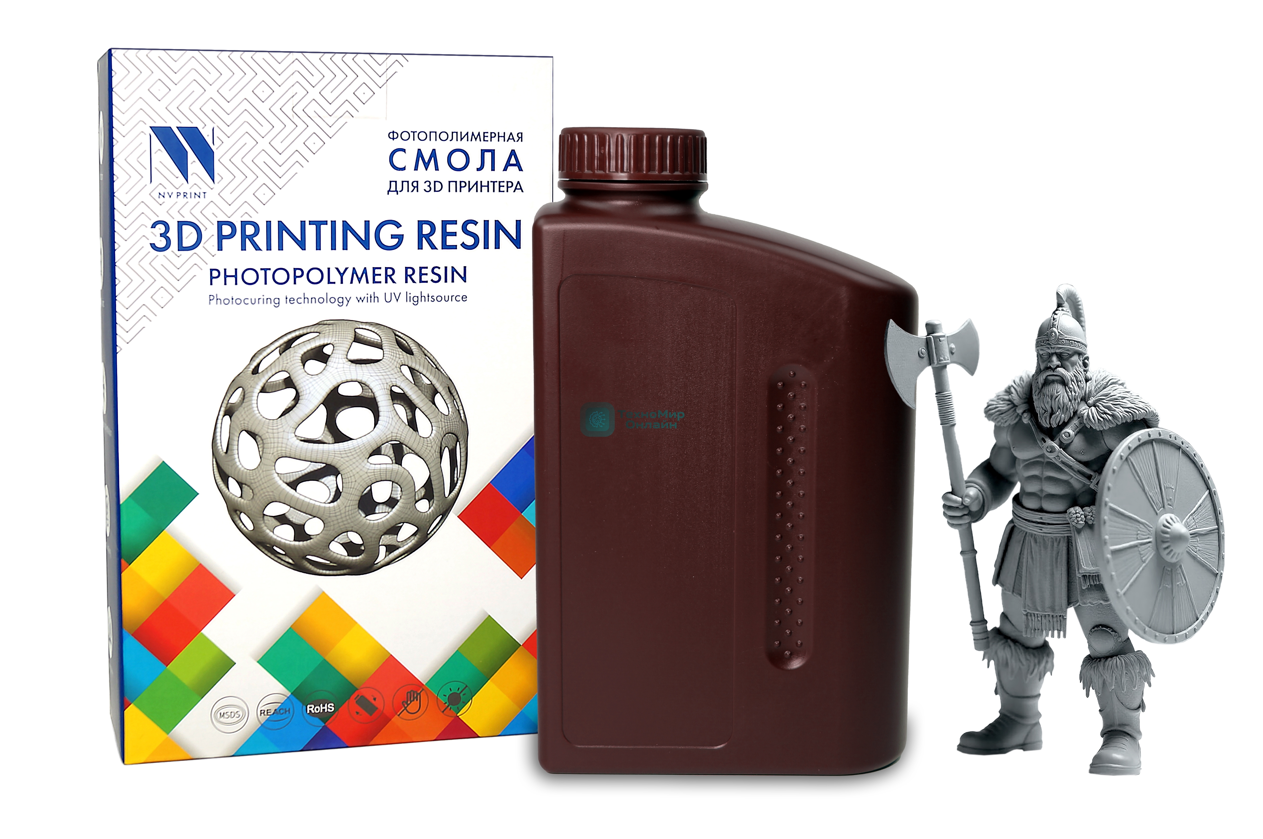 Фотополимерная смола NVPrint Standard Resin Grey для 3D печати; 1 кг/бут