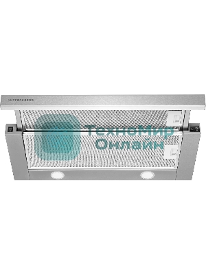 Вытяжка встраиваемая Kuppersberg Slimlux IV 60 X ширина 55,2 см, отвод/рециркуляция, 550 м3/час, механическое кнопочное управление, 3 скорости, светодиодное освещение 2х2 Вт, металлические жироулавливающие фильтры, угольный фильтр KF-Y (опция), цвет нержавеющая сталь, корпус серый