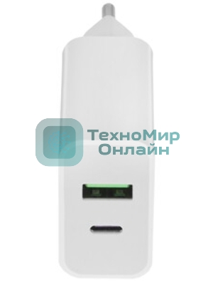 Сетевое зарядное устройство BQ Charger 20W2A01 (2 ports Type-C + USB, PD+QC3.0, 20W) белый