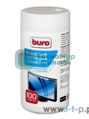 Чистящие средства Buro BU-TSCRL 817440 Туба с чистящими салфетками, для экранов и оптики, 100 шт.