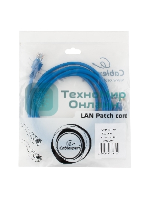Патч-корд UTP Cablexpert cat.5e, 2м, литой, многожильный, синий