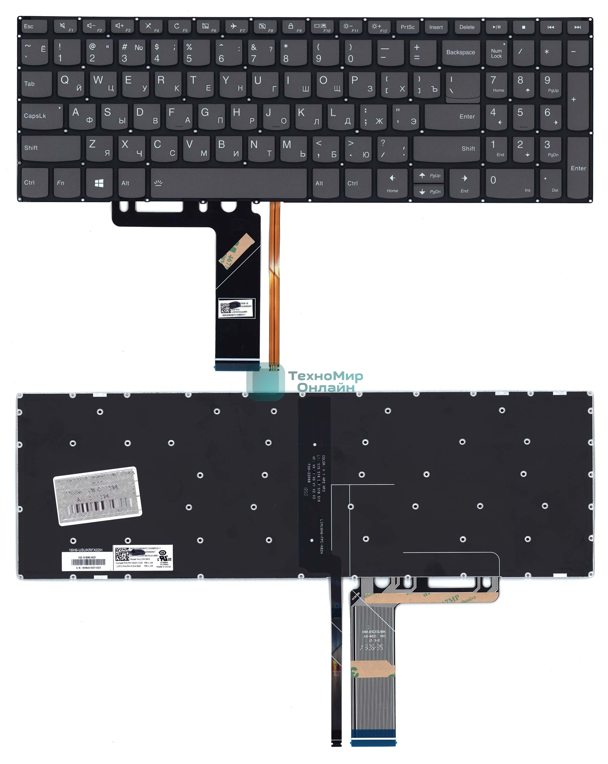 Клавиатура для ноутбука Lenovo IdeaPad S340-15 черная с подсветкой