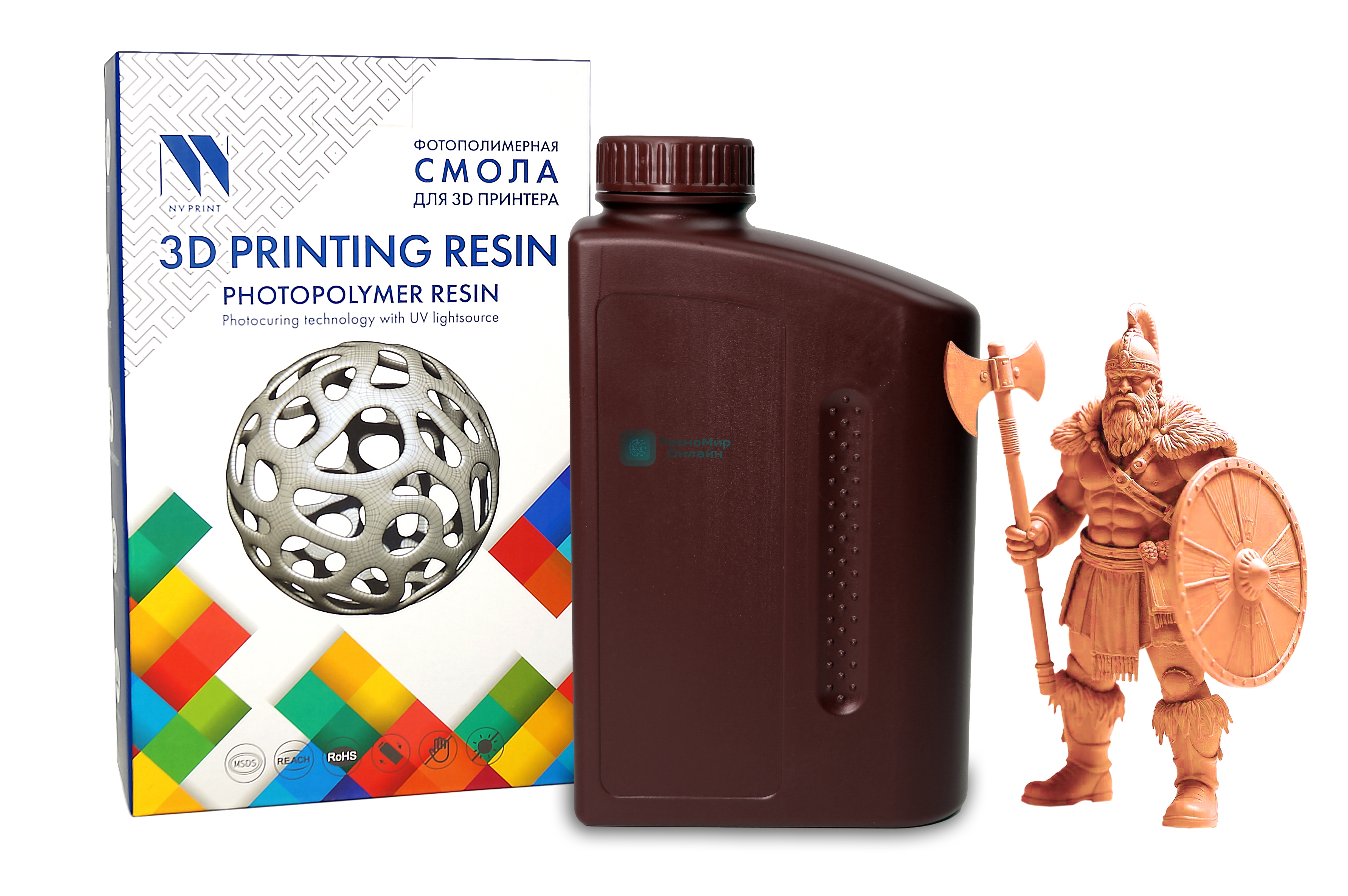Фотополимерная смола NVPRINT Standard Resin Orange для 3D печати; 1 кг/бут
