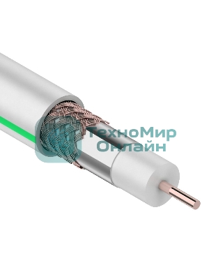 Кабель коаксиальный Rexant SAT 703B, 75 Ом, Cu/Al/Cu, 75%, бухта 20 м, белый