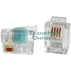 Коннектор телефонный RJ11, 4P4C, 100 шт.