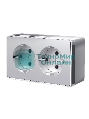 Розетка двойная с заземлением Werkel Gallant (серебряный) W5072106