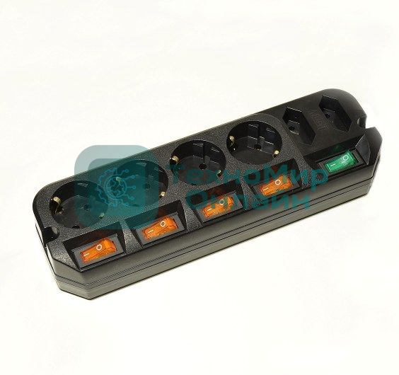 Сетевой удлинитель Most A10 1.6м (6 розеток) черный (пакет ПЭ)