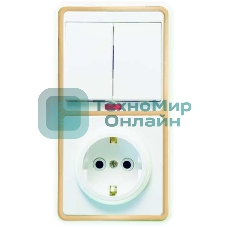 Блок Кунцево-Электро БКВР-055 Бэлла (2-кл. выкл. с инд. + розетка с заземл.) зол.