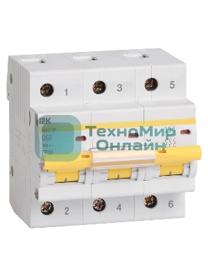 Выключатель автоматический IEK MVA40-3-063-C ВА 47-100 3Р 63А 10 кА х-ка С IEK