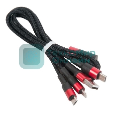 Кабель USB HOCO x26 Xpress one pull three 3 в 1, Lightning+Micro+Type-C, черно-красный