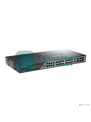 Коммутатор сетевой Smart L2 Surveillance Switch 24х1000Base-T PoE, 4xCombo 1000Base-T/SFP, PoE Budget 370W, Long-range PoE up to 250m