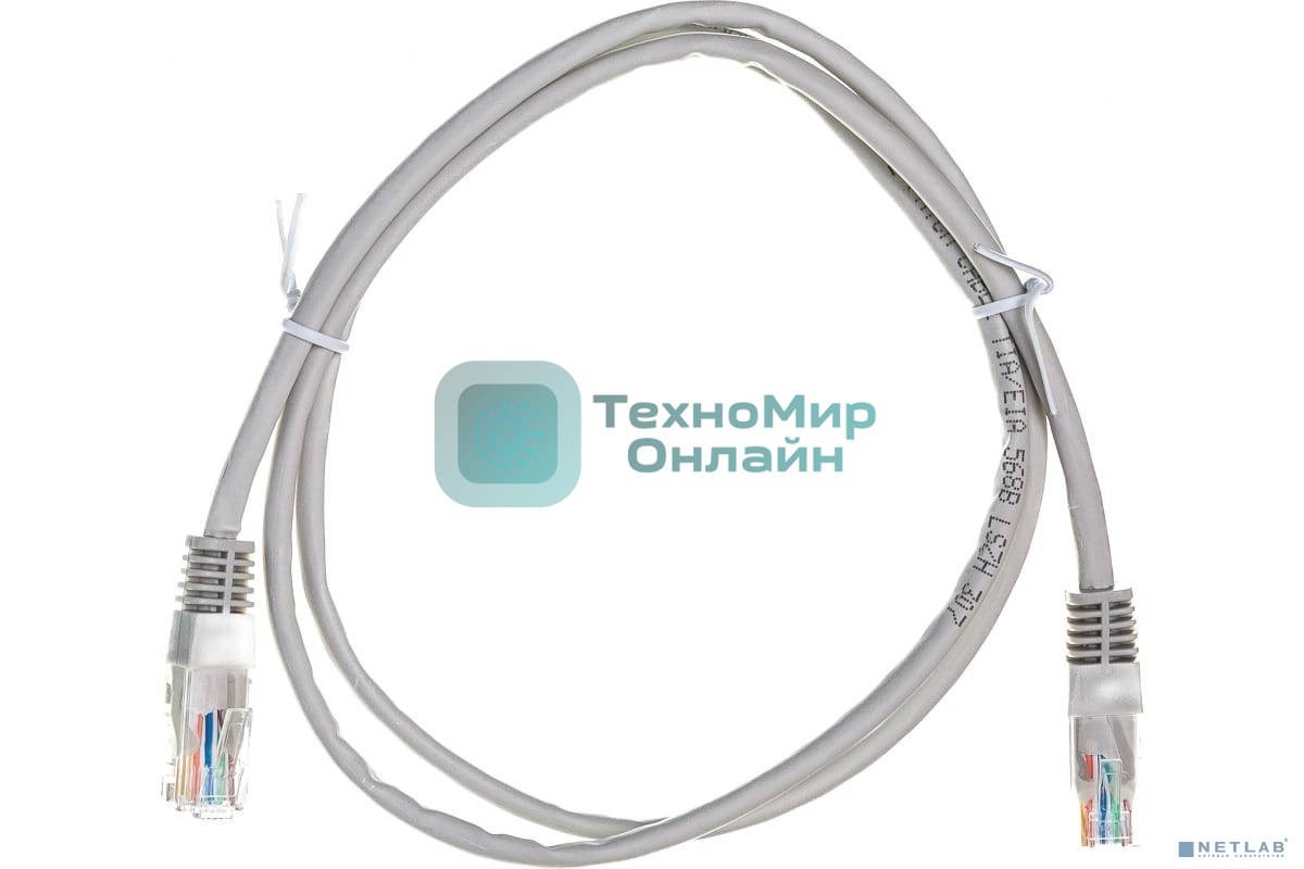 Шнур коммутационный Rexant патч-корд U/UTP RJ45-RJ45, cat.5e, LSZH серый, 1м