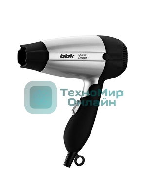 Фен BBK BHD1202 черный, 1200 Вт, компактный