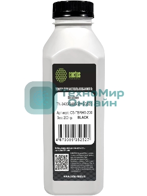 Тонер Cactus CS-TbRHS-200 черный флакон 200гр. для принтера Brother TN-3430/3480/3512/3520