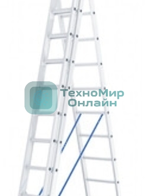 Лестница Сибртех 3 х 11 ступеней, алюминиевая, трехсекционная