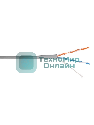 Кабель информационный Lanmaster NM-UTP5E2PR-CU кат.5е U/UTP не экранированный 2X2 PVC внутренний 305м серый