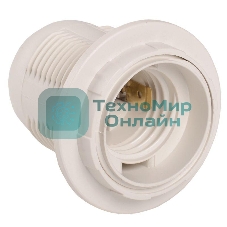 Патрон пластик с кольцом, Е27, белый, стикер на изделии, IEK EPP11-04-01-K01 Ппл27-04-К12