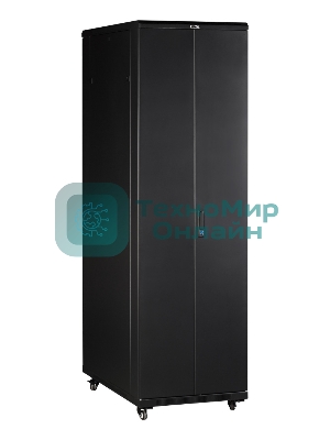 Шкаф коммутационный Lanmaster (TWT-CBB-22U-6X6-G1) напольный 22U 600x600 мм пер. дв. стекл задн. дв. спл. стал. лист 2-хст. 2 бок.пан. 800 кг черный IP20