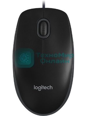 Мышь проводная Logitech B100 черный, 1000 dpi, USB, кнопки - 3