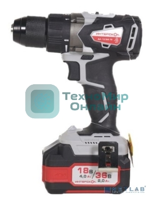 Дрель-шуруповерт аккумуляторная бесщеточная ИНТЕРСКОЛ ДА-13/36В 70 Li-ion АПИ [814.2.2.70] кейс, 2 аккум. 2,0А·ч, ЗУ